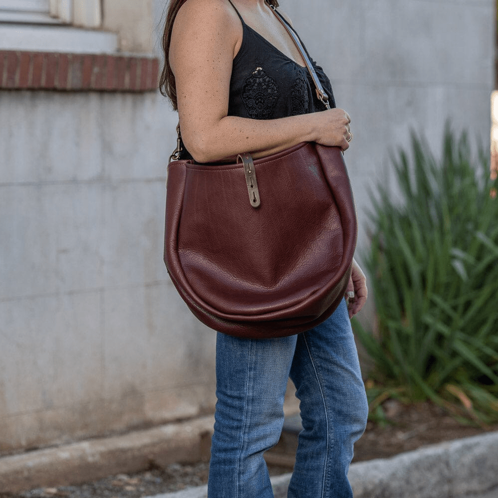 CELESTE LEATHER HOBO BAG - LARGE - MERLOT