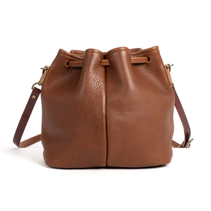 ABBY LEATHER BUCKET BAG - SADDLE - IN STOCK