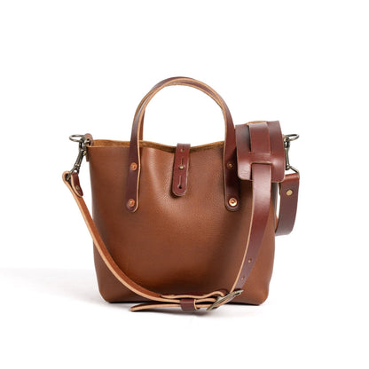 AVERY LEATHER TOTE BAG - MINI CROSSBODY - SADDLE (SMOOTHER GRAIN) - IN STOCK