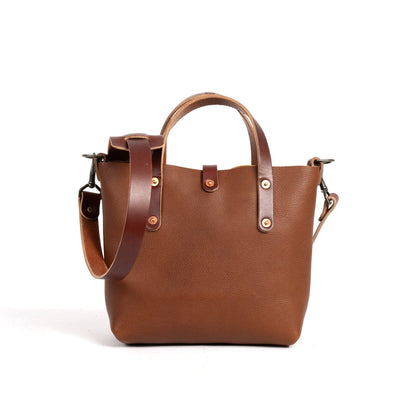 AVERY LEATHER TOTE BAG - MINI CROSSBODY - SADDLE (SMOOTHER GRAIN) - IN STOCK