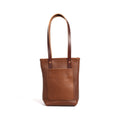 AVERY LEATHER TOTE - SLIM - SMALL - SADDLE - ZIPPER - FRONT POCKET - IN STOCK