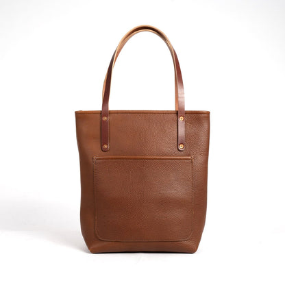 AVERY LEATHER TOTE BAG - SLIM - LARGE - ZIPPER - FRONT POCKET - IN STOCK