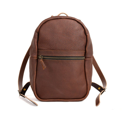 CLASSIC ZIPPERED LEATHER BACKPACK - MEDIUM - DARK SADDLE - IN STOCK