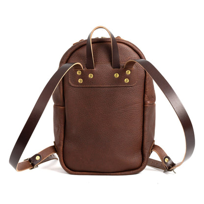 CLASSIC ZIPPERED LEATHER BACKPACK - MEDIUM - DARK SADDLE - IN STOCK
