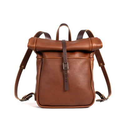 GRANT LEATHER ROLL TOP RUCKSACK BACKPACK - SADDLE - IN STOCK