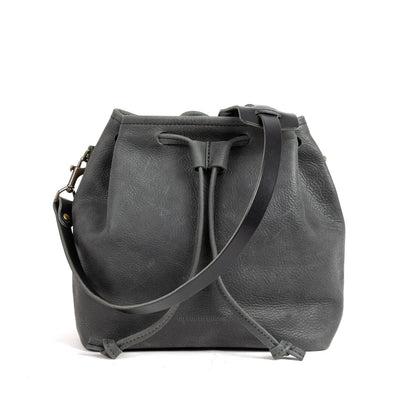 ABBY LEATHER BUCKET BAG - RAVEN - IN STOCK