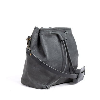 ABBY LEATHER BUCKET BAG - RAVEN - IN STOCK