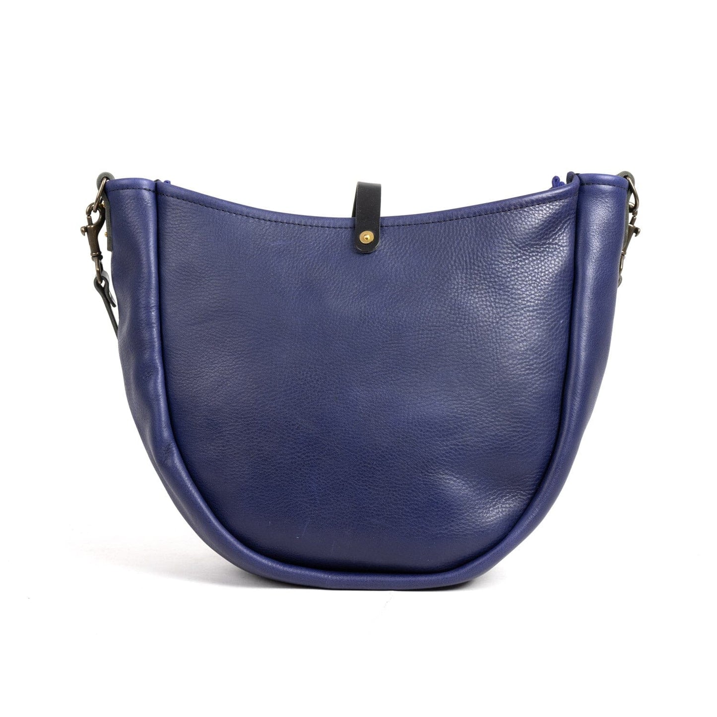 CELESTE LEATHER HOBO BAG - LARGE - VIOLET - ZIPPER - BUTTON STUD - BLACK STRAPS - IN STOCK