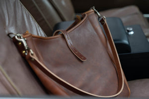 Celeste Leather Hobo Bag - Medium - Saddle