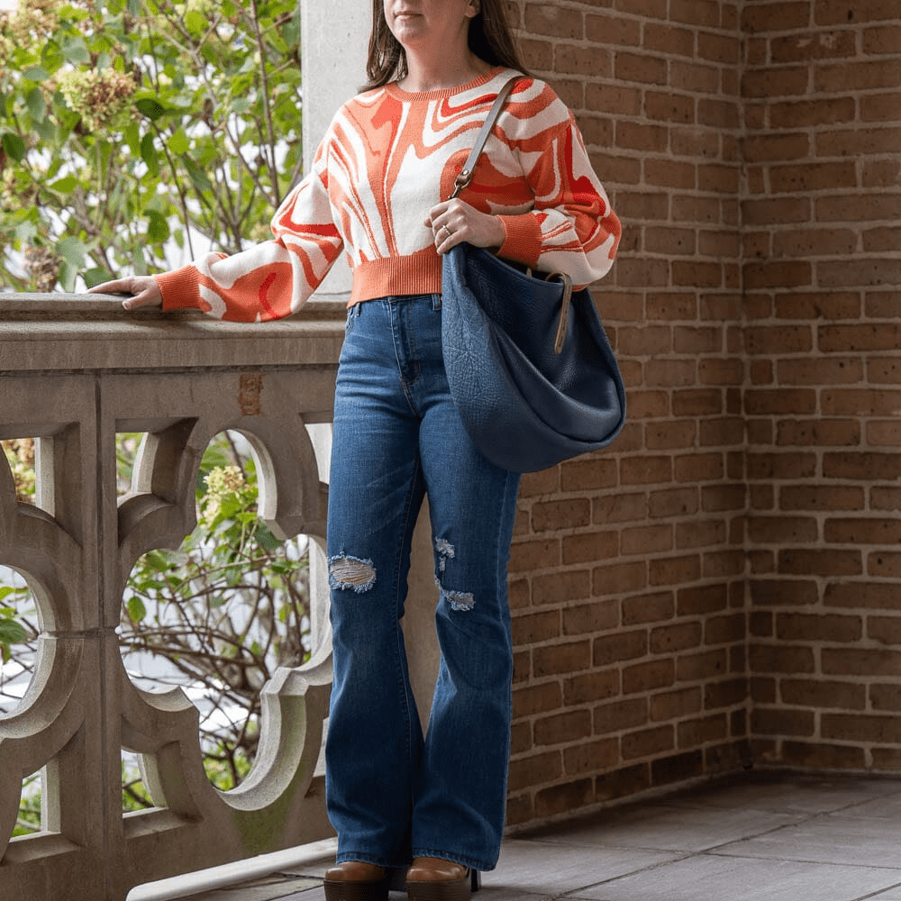 CELESTE LEATHER HOBO BAG - LARGE - SMOKEY BLUE