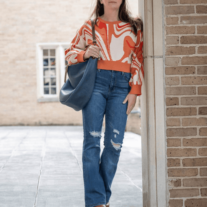 CELESTE LEATHER HOBO BAG - LARGE - SMOKEY BLUE