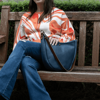 CELESTE LEATHER HOBO BAG - SMOKEY BLUE