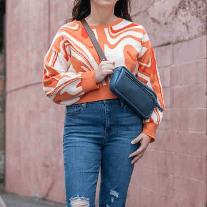 LEATHER FANNY PACK / LEATHER WAIST BAG - DELUXE - SMOKEY BLUE