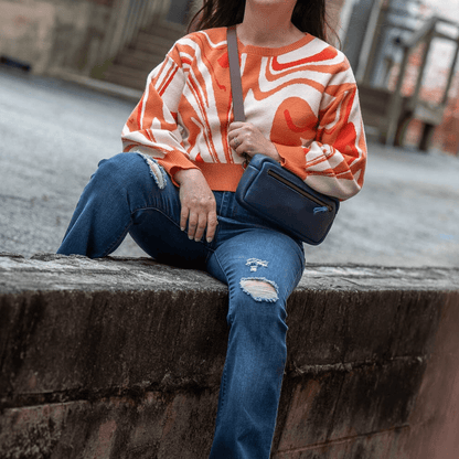 LEATHER FANNY PACK / LEATHER WAIST BAG - SMOKEY BLUE