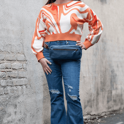 LEATHER FANNY PACK / LEATHER WAIST BAG - SMOKEY BLUE