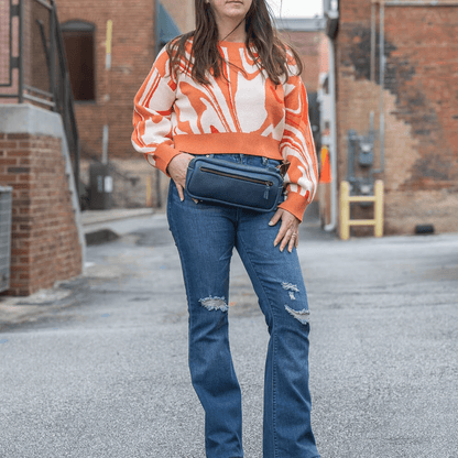 LEATHER FANNY PACK / LEATHER WAIST BAG - DELUXE - SMOKEY BLUE