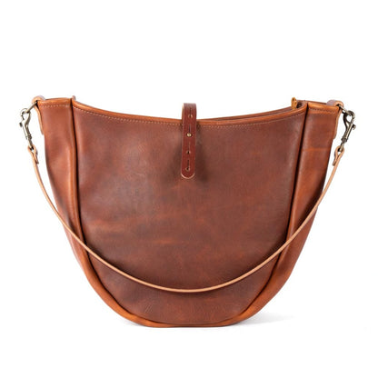 CELESTE LEATHER HOBO BAG - MEDIUM - CHARCOAL BISON