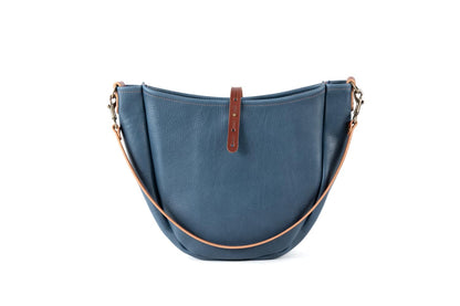 CELESTE LEATHER HOBO BAG - MEDIUM - SMOKEY BLUE