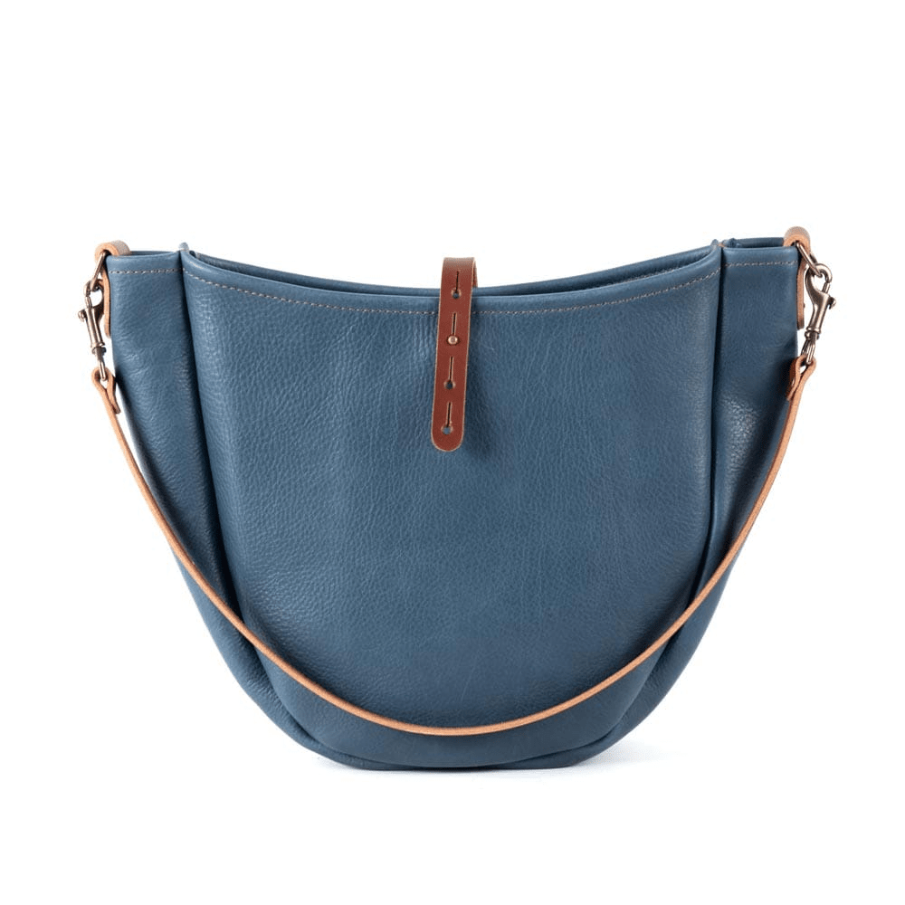 CELESTE LEATHER HOBO BAG - MEDIUM - SMOKEY BLUE