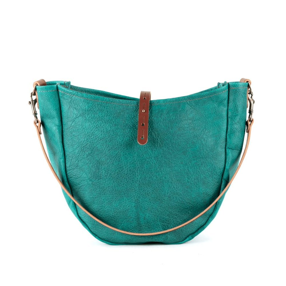 CELESTE LEATHER HOBO BAG - MEDIUM - PINE GREEN BISON