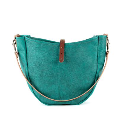 CELESTE LEATHER HOBO BAG - MEDIUM - PINE GREEN BISON