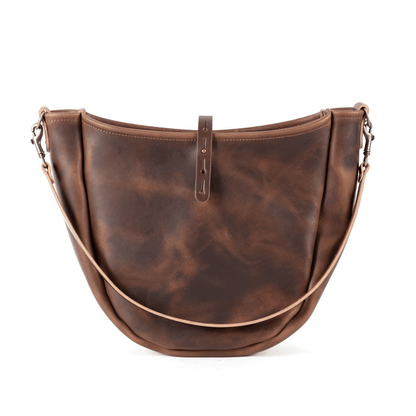CELESTE LEATHER HOBO BAG - LARGE - RUSTIC PECAN