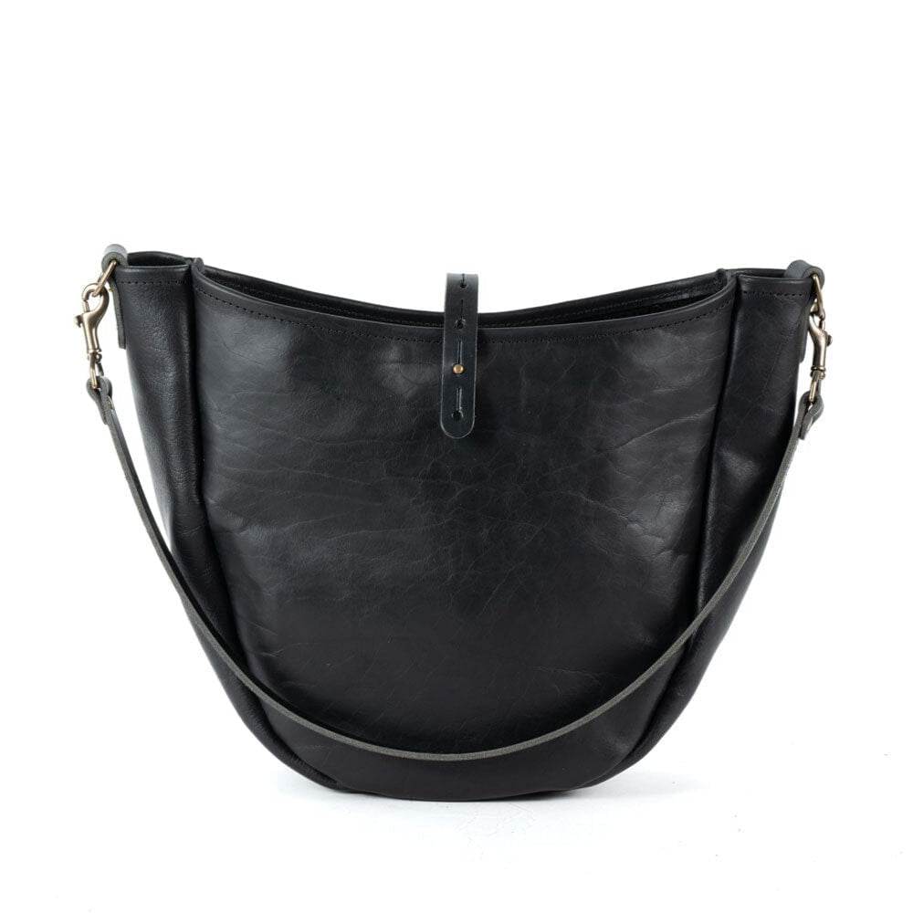 CELESTE LEATHER HOBO BAG - MEDIUM - BLACK BISON