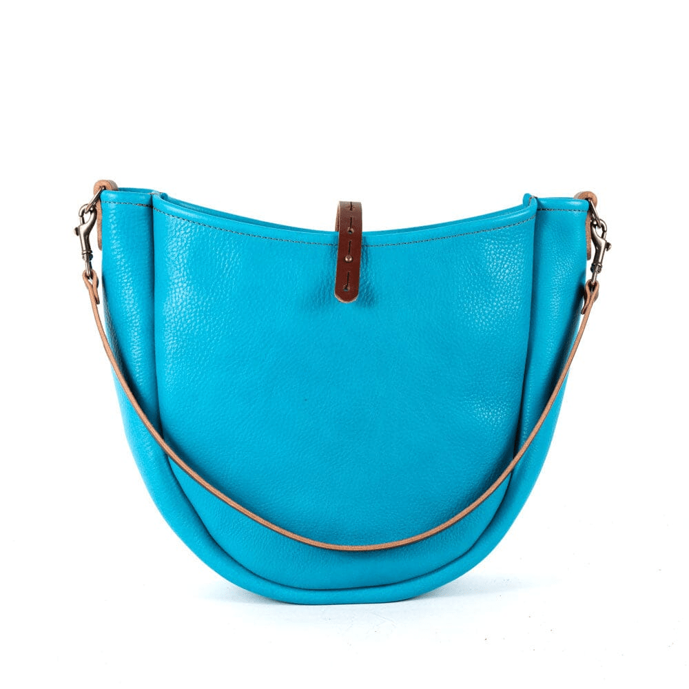 CELESTE LEATHER HOBO BAG - MEDIUM - TURQUOISE