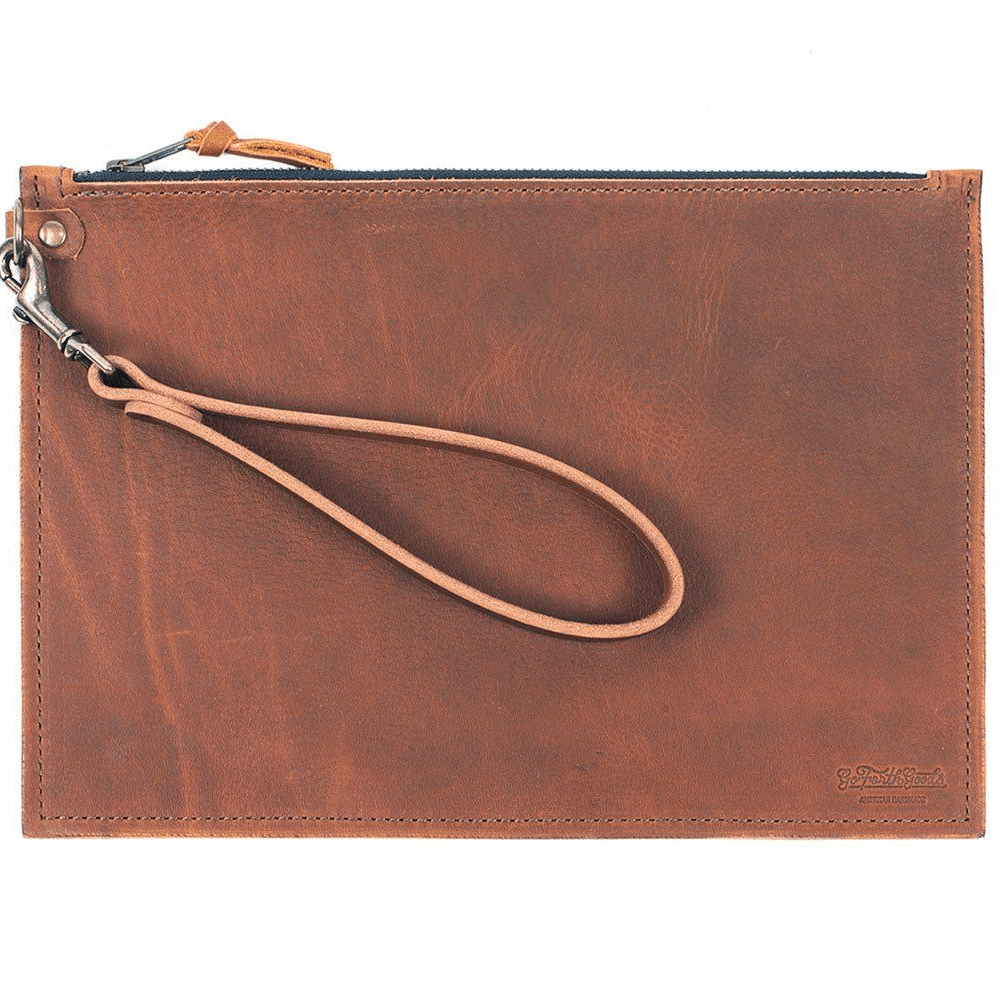 FELICITY ZIPPERED CLUTCH WITH WRISTLET LARGE - RUSTIC PECAN