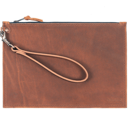 FELICITY ZIPPERED CLUTCH WITH WRISTLET LARGE - RUSTIC PECAN
