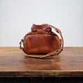 HOFFMAN LEATHER CROSSBODY BAG - MINI - CHESTNUT - SADDLE STRAPS - IN STOCK