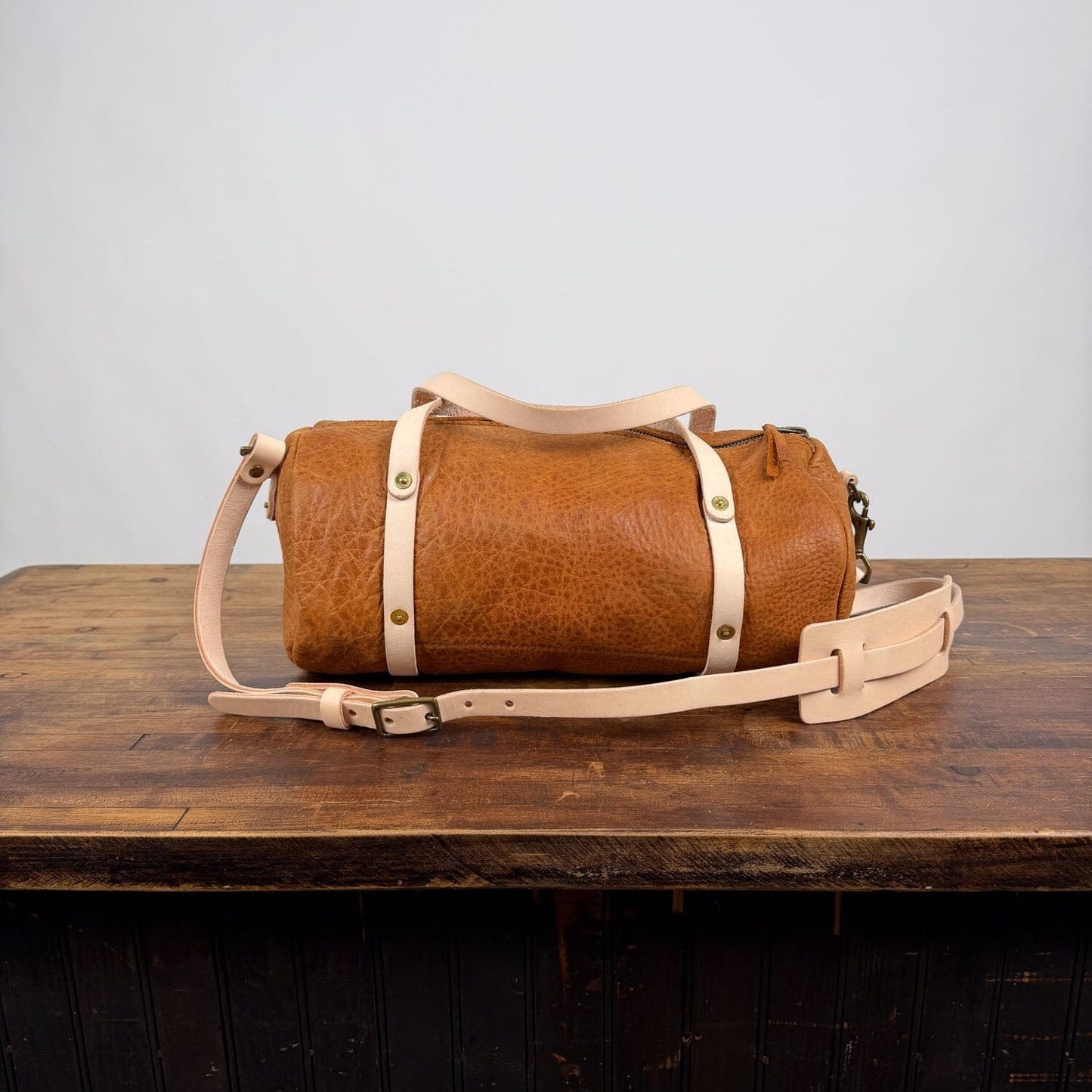 JANE LEATHER CROSSBODY - HONEY - FRONT POCKET - NATURAL STRAPS - IN STOCK