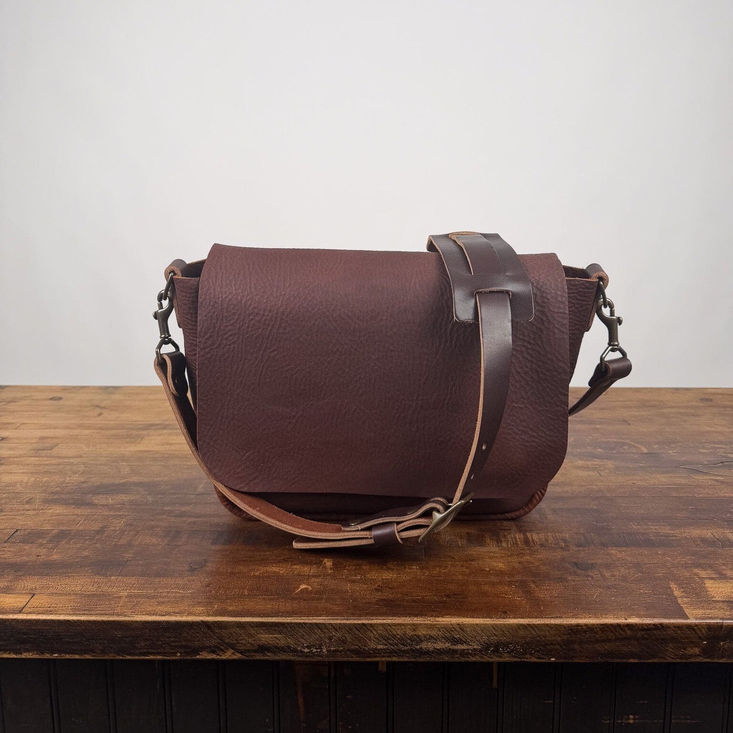 KINDLE LEATHER SATCHEL - DARK SADDLE - IN STOCK