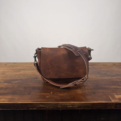 KINDLE LEATHER SATCHEL - SMALL - HICKORY - IN STOCK