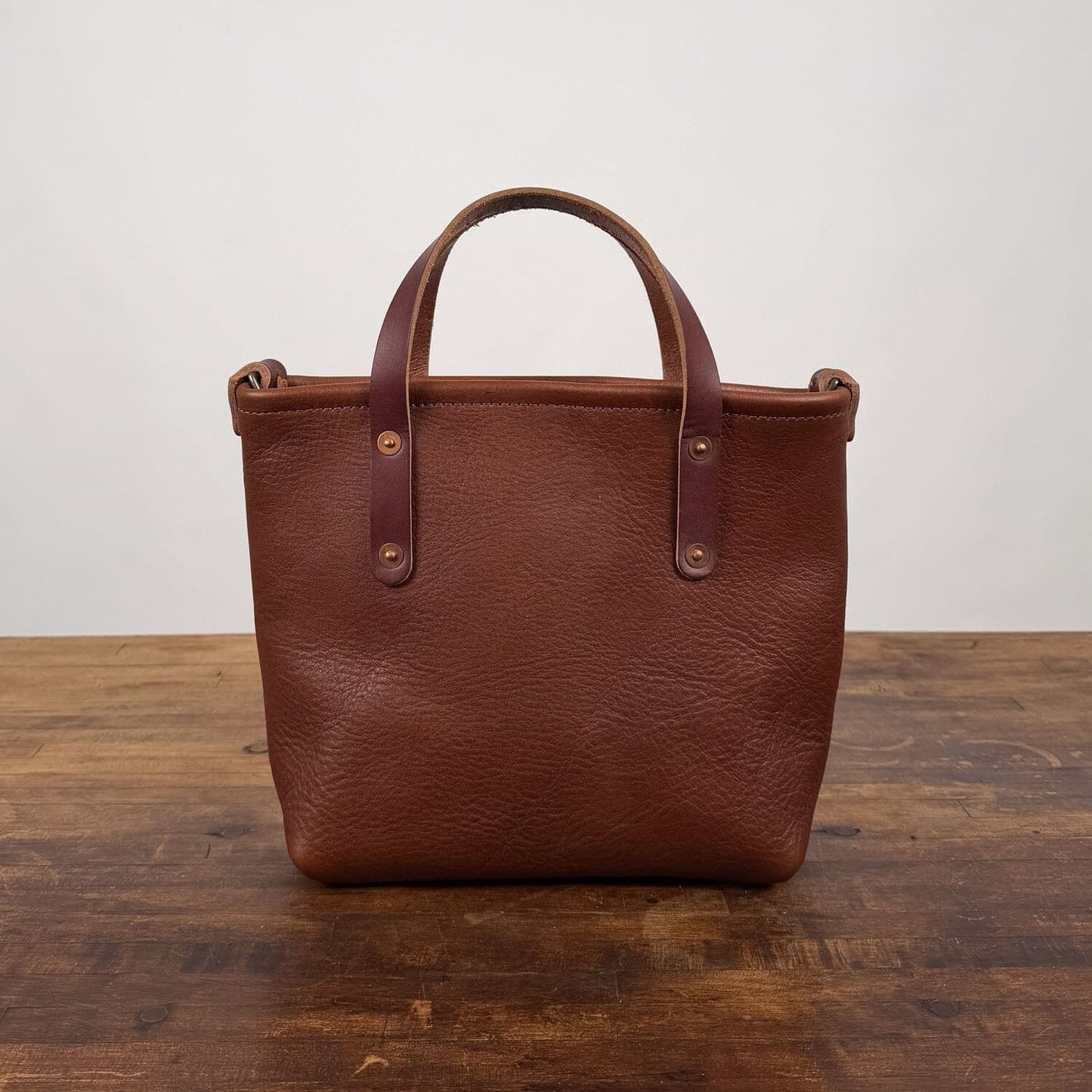 AVERY LEATHER TOTE BAG - MINI CROSSBODY - SADDLE - ZIPPER - IN STOCK