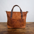 AVERY LEATHER TOTE BAG - MINI CROSSBODY - PEANUT BISON - FRONT POCKET - ZIPPER - NEARLY PERFECT - IN STOCK