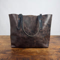 AVERY LEATHER TOTE BAG - MEDIUM - CHARCOAL BISON - HIDDEN SNAPS - 9