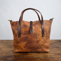 AVERY LEATHER TOTE BAG - SMALL - PEANUT BISON - BUTTON STUD - D-RINGS - 5