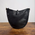 CELESTE LEATHER HOBO BAG - BLACK BISON - BUTTON STUD IS NOT ALIGNED - NEARLY PERFECT - IN STOCK