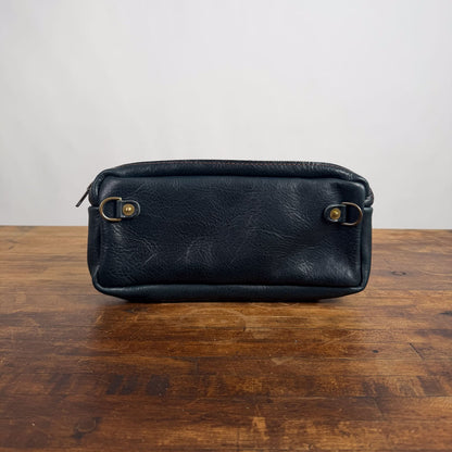 LEATHER FANNY PACK / LEATHER WAIST BAG - INDIGO BISON - TOP ZIPPER - NEARLY PERFECT - IN STOCK