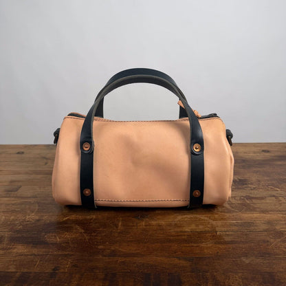 JANE LEATHER CROSSBODY - SMALL - NATURAL VEG TAN - BLACK STRAPS -  NEARLY PERFECT - IN STOCK
