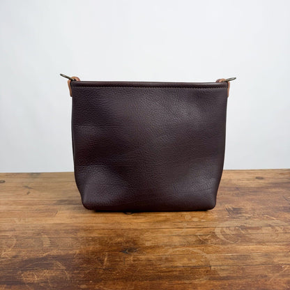 AVERY CROSSBODY - MINI - MOCHA - SADDLE -D-RING LEATHER - HEMMED TOP - NEARLY PERFECT - IN STOCK
