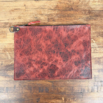 FELICITY ZIPPERED CLUTCH WITH WRISTLET LARGE - REDWOOD BISON - IN STOCK