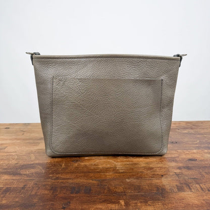 AVERY CROSSBODY - MEDIUM - LEAD GRAY - LARGE FRONT POCKET - HEMMED TOP - BLACK STRAP LEATHER - IN STOCK