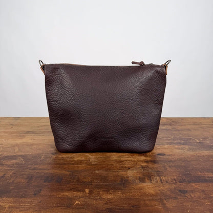 ZIP TOP LEATHER BUCKET BAG - MOCHA - IN STOCK