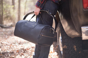 EXPEDITION LEATHER DUFFLE BAG - WEEKENDER - BLACK