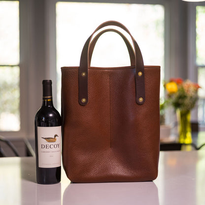 LEATHER 2 BOTTLE WINE CARRIER TOTE