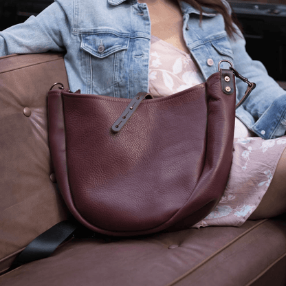 CELESTE LEATHER HOBO BAG - MEDIUM - MERLOT