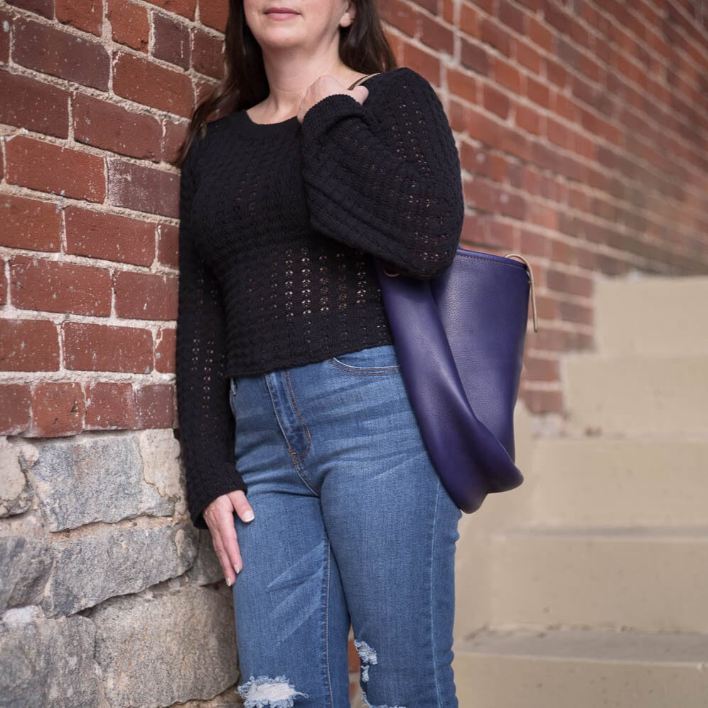 CELESTE LEATHER HOBO BAG - MEDIUM - VIOLET