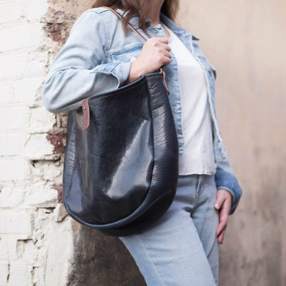 CELESTE LEATHER HOBO BAG - MEDIUM - INDIGO BISON